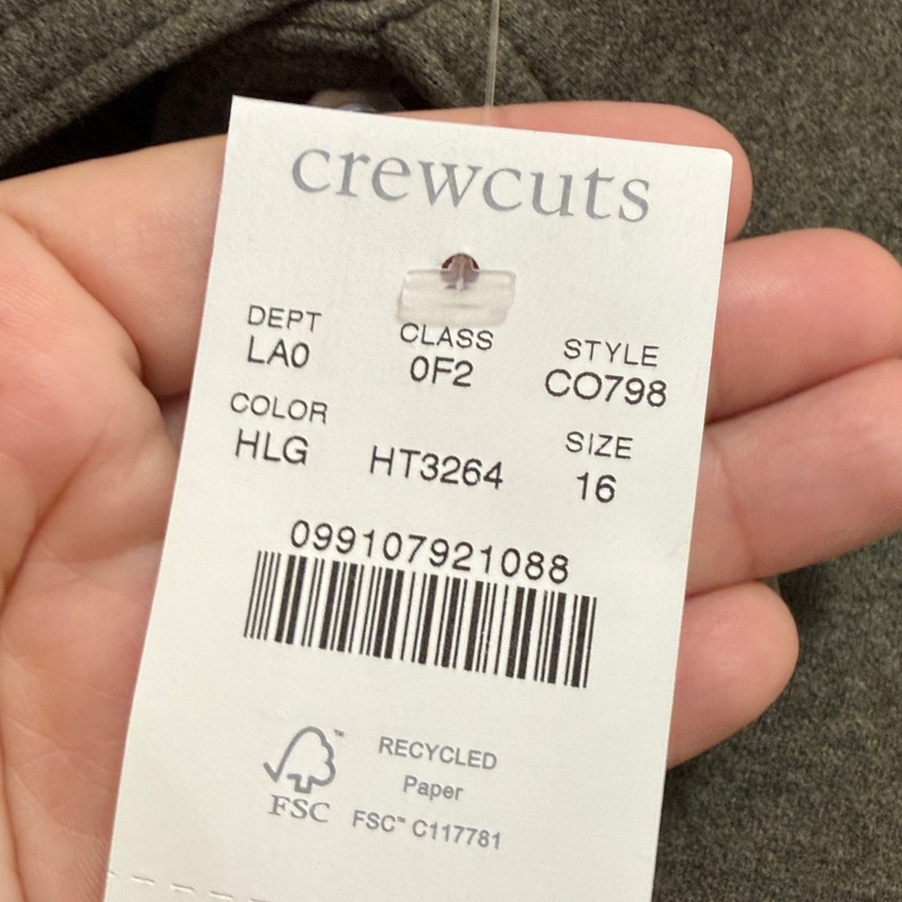 NWT Crewcuts Kids' Heavyweight Seaboard Soft-Knit Shirt in Heather Loden Green - Picture 7 of 8